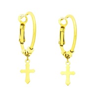 50415 Kolczyki złota stal chirurgiczna krzyżyki na kółkach