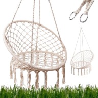 FOTEL WISZĄCY HUŚTAWKA BOCIANE GNIAZDO XXL DO 150KG Z FRĘDZLAMI BOHO