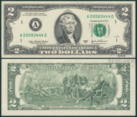 BNB - USA 2 Dolary Dollars 2003 A / 2008 # 1A BOSTON # SERIA D RZADKI # UNC