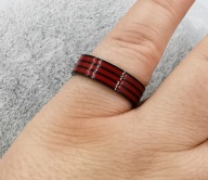 59787 Pierścionek stal chirurgiczna średnica 22 mm czarny z czerwoną emalią