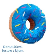 Piniata 3D Donut pączek 40cm. Zestaw z kijem i konfetti.