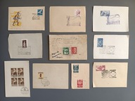 Zestaw starych kopert, kartek ze znaczkami i stemplami