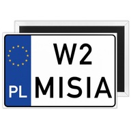 MAGNES TABLICA REJESTRACYJNA dowolny napis PREZENT MECHANIK OZNACZENIE AUTA
