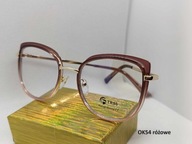 OK54 Okulary zerówki z filtrem blue light;Różowe
