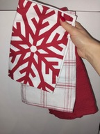 Ściereczki świąteczne czerwone śnieżynka płatek śniegu bawełniane do kuchni