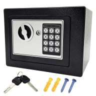 SEJF DOMOWY NA SZYFR Z ZAMKIEM NUMERYCZNYM ELEKTRONICZNYM CZARNY + KLUCZ