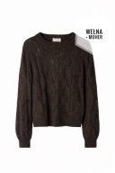 Claire brązowy wełniany skandynawski sweter ażurowy moher wełna S 36