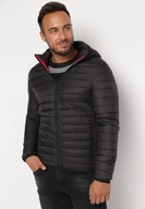 Tanio !_NOWA męska MODNA pikowana czarna kurtka_odpinany KAPTUR_XL 116cm