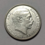 Dania Król Chrystian X - 1 korona 1916r. Ag 18