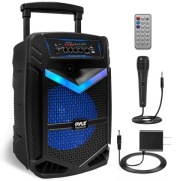 Pyle PPHP1042B Głośnik BT mikrofon AKU radio MP3/USB/FM Disco Light 600W