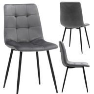 KRZESŁO TAPICEROWANE PIKOWANE WELUROWE DO SALONU JADALNI SZARA PARMA