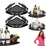 2X PÓŁKA ŁAZIENKOWA NAROŻNA POD PRYSZNIC CZARNA SAMOPRZYLEPNA ALU 28X21X5CM