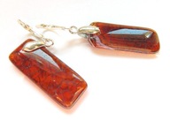 Agat ognisty i srebro, wiszące kolczyki, prostokąty, srebro