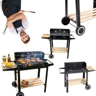 GRILL OGRODOWY DUŻY SMART ROŻEN PÓŁKI na kółkach WĘGLOWY MOCNY STALOWY 6w1