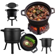 KOCIOŁEK ŻELIWNY EMALIOWANY DEMONTOWANY 8L PATELNIA GRILL KOCIOŁEK DO OGNIA