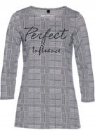 22567 BLUZKA DAMSKA RĘKAW 3/4 WZÓR KRATA Z APLIKACJĄ 42