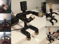Lampa Edison Steampunk, PipeMan, robot, vintage.
