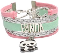 Skórzana bransoletka - Panda + zawieszka miś nr.04