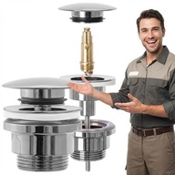 REA KOREK CLICK CLACK KLIK KLAK UMYWALKI UNIWERSALNY CHROM MOSIĄDZ NOWY