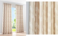 10434 ZASŁONY ŻAKARDOWE BEŻOWE WZÓR LIŚCIE taśma KOMPLET 2 SZT.145 X 220 cm