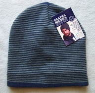 CZAPKA MĘSKA W SZARE PASKI 100% AKRYL ONE SIZE