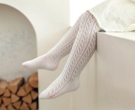 BIAŁE rajstopy rajtki AŻUROWE CHRZEST 62-75 3-12 mscy