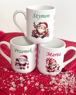 Kubek Prezent Choinka Świąteczny, Mikołajkowy + imię
