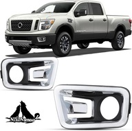 Ramka chrom mocowanie zaślepka halogenu komplet Nissan Titan 2016-2019