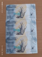 Banknoty 200 Ariary Madagaskar Trzy kolejne numery