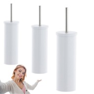 SZCZOTKA SILIKONOWA WC DO TOALETY ZE STOJAKIEM METALOWA BIAŁA ŁAZIENKOWA