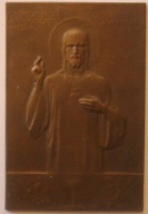 PAN BÓG - JEZUS, PLAKIETA BRĄZ SYGNOWANA - F. GILL, RZADKOŚĆ, RARYTAS