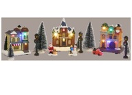 Zestaw figurek i domków bożonarodzeniowych