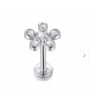 LABRET KOLCZYK SREBRNY KWIAT 1,2/8