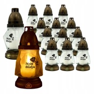 ZNICZE NA WSZYSTKICH ŚWIĘTYCH 12SZTUK SZKLANE LAMPIONY NA GRÓB 17CM +WKŁAD