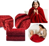 KOC NARZUTA NA ŁÓŻKO WYTŁACZANA PLED 200X220 CM PREZENT ŚWIĄTECZNY CZERWONY