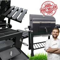 GRILL WĘGLOWY DUŻY PRZENOŚNY NA KÓŁKACH OGRODOWY OGNISKO TARAS OGRÓD PÓŁKI