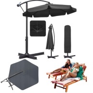 PARASOL OGRODOWY TARAS DUŻY SKŁADANY SOLIDNY WYSIĘGNIK FALBANA POKROWIEC