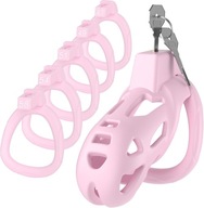 Męski pas cnoty zamykany na klucz Yivans różowy