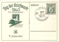 ŁÓDŹ LODSCH TRZECIA RZESZA -postkarte ozdobny stempel -1940 rok DZIEŃ ZNACZ