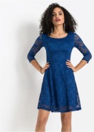 Okazja cenowa !_NOWA elegancka KORONKOWA szafirowa sukienka na halce 42/44