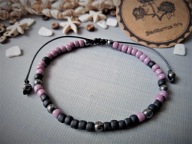 Kadavu TOHO bransoletka czarna fioletowa szkło hematyt BlackberriesArts