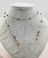 82806 Łańcuszek do okularów złota stal chirurgiczna koraliki granatowe