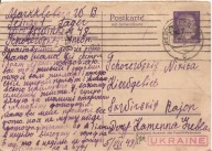 UKRAINA -TRZECIA RZESZA -postkarte -obieg 1943 rok -j.ukraiński
