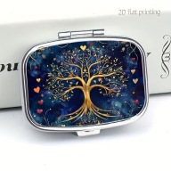 ETUI PUDEŁKO NA LEKI ,METAL ,PLASTIK DRZEWO ŻYCIA ZIELEŃ PIĘKNE MODNE