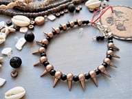 ROCK bransoletka z czarnego matowego jadeitu akryl stal BlackberriesArts