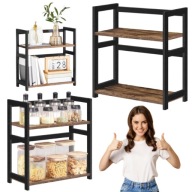 REGAŁ DREWNIANY PUŁKA STOJĄCA KUCHENNA NA BLAT DWUPOZIOMOWA SONGMICS