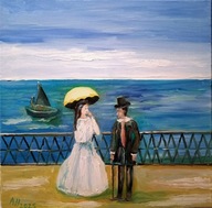 Obraz olejny "Spacer nad morzem"