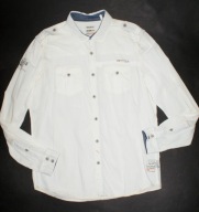 CAMP DAVID_Cudna KOSZULA_ecri napisy logowana pagony bawełna_L/XL