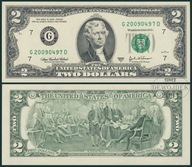 BNB - USA 2 DOLARY Dollars 2003 A / 2009 7G # SERIA D # RZADKI # UNC