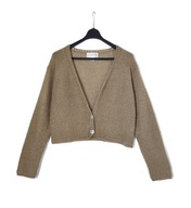 Damski Sweter Kardigan Krótki Wełna Moher Beżowy |R. S